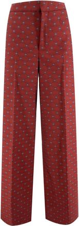 Etro Wollen broek met klassieke plooi - Dames - Wijde Broeken - Rood - S - Wol - Broeken