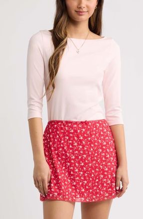 BP. Boat Neck Three-Quarter Sleeve Top in Pink Dogwood at Nordstrom, Size Xx-Small