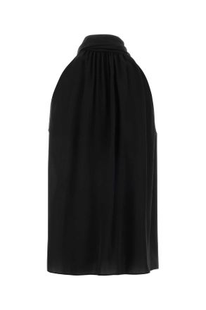 Valentino Garavani Womens Black Crepe Top Nero Exterior: Silk Maglie Sweater