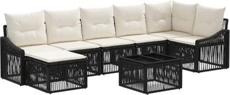 vidaXL Conjunto De Sof&aacute;s De Jard&iacute;n 8 Uds. Negro Rat&aacute;n Sint&eacute;tico Vidaxl