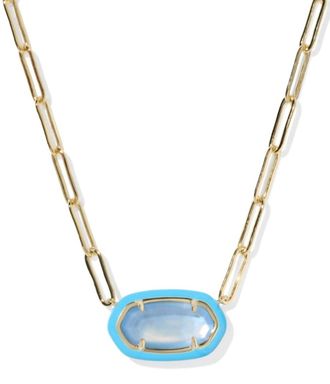 Kendra Scott Womens Elisa Enamel Frame Paperclip Necklace In Gold Periwinkle Illusion