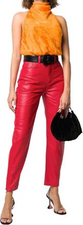 The Attico Red High Waisted Leather Pants Size S