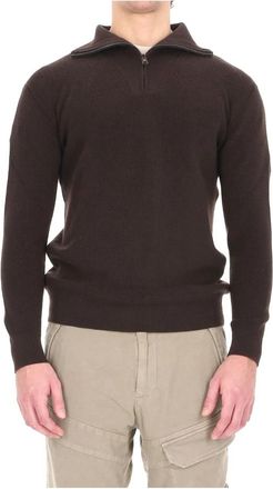 Tagliatore Maglia modello camionnaire Linton - Heren - V-hals truien - Bruin - M - Truien & Vesten