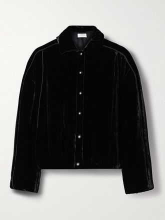 La Ligne Giacca In Velluto Imbottito Con Finiture In Raso Celia - Nero