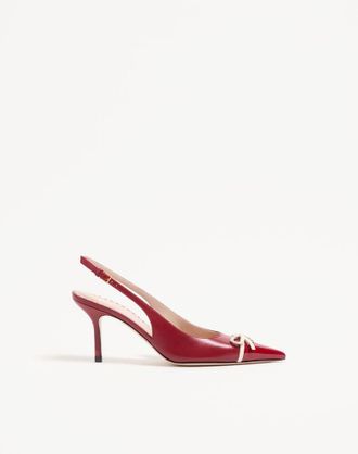 Valentino Garavani D&eacute;collet&eacute; Slingback Bepointy In Vernice E Capretto 80Mm Donna ROSSO/AVORIO 35.5