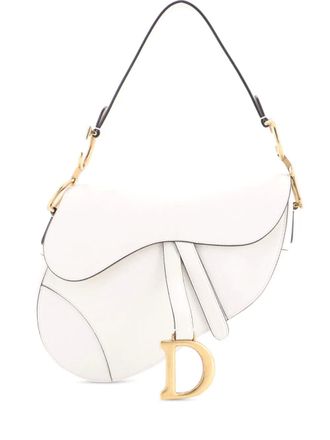 Dior Borsa a spalla Saddle media in pelle - Bianco