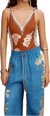 Alemais Soleil Damour V Neck One Piece In Rust