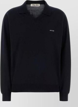 Miu Miu wool polo shirt collared ribbed cuffs hem