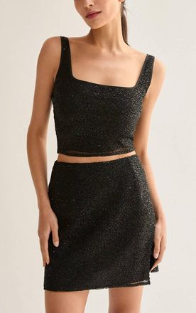 Crescent Roxanna Beaded Crop Top In Black