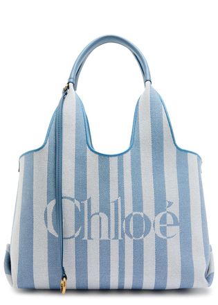 Chlo&eacute; Stripy East-west Canvas Tote bag - Blue - One Size