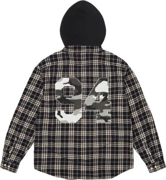 SUPREME FW26 Appliqu&eacute; Hooded Flannel Shirt Black SUP-FW26-022-BLK