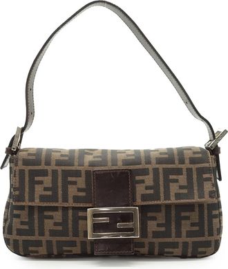 Fendi Fendi stoffen schoudertas in baguette-formaat