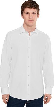 Johnston & Murphy XC+ Motion Long Sleeve Dress Knit Shirt Mens Clothing White Solid Dress Shirt : 2XL, Nylon