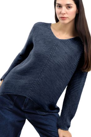 Re Tech UK Warm Ladies V Neck Knitted Jumpers for Women - Soft Feeling - Loose Fitting - Long Line Top - Perfect for Winter, (Navy, M/L)