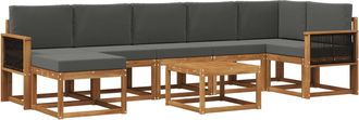 vidaXL Conjunto De Sof&aacute;s De Exterior 8 Uds. Natural Y Antracita Vidaxl