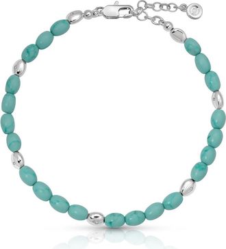 Ettika Freshwater Pearl Pebble Anklet in Turquoise And Silver at Nordstrom