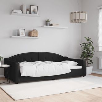 vidaXL Sof&aacute; Cama Sin Colch&oacute;n Tela Negro 100x200 Cm Vidaxl