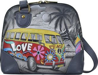 Anuschka Women Hand Painted Leather Small Multi Compartment Zip-Around Organize-Happy Camper, One Size