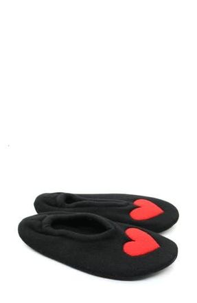 Portolano Cashmere Heart Slipper in Black/Fire Red at Nordstrom Rack, Size X-Large