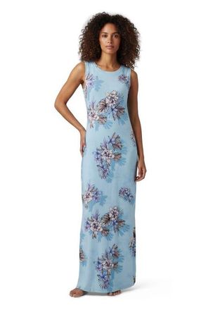 Lords of Harlech Exotic Floral Womens Sleeveless Midi Dress in Exotic Floral Teal at Nordstrom, Size Xx-Large