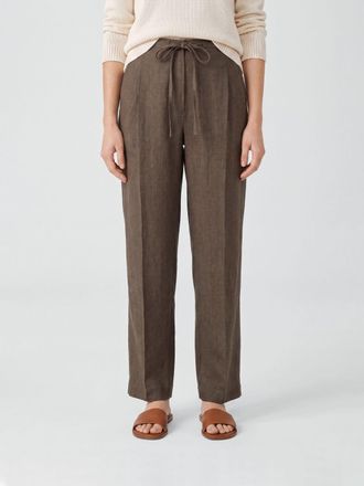 R&oacute;he Pantaloni straight a vita alta in lana vergine e seta con coulisse
