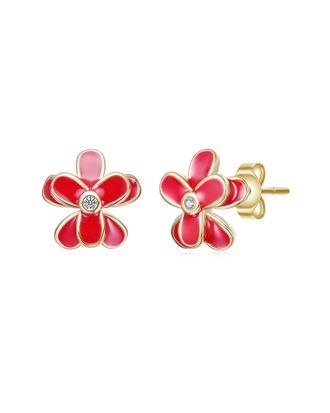 Rachel Glauber 14K Plated Cz Flower Earrings