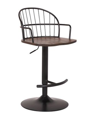 Armen Living Edward Adjustable Walnut Glazed Barstool