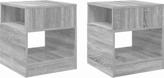 vidaXL Mesa Auxiliar 2 Uds. Gris Sonoma 40,5 X 40 X 45 Cm Vidaxl