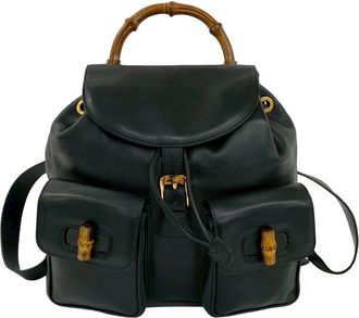 Gucci Black Leather Bamboo Backpack (Pre-Owned)