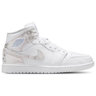 Nike Jordan Mens AJ 1 Mid SE - Basketball Shoes White/White/Silver Size 10.0
