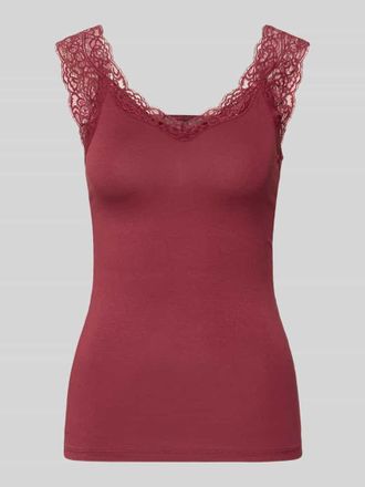 Pieces Slim Fit Tanktop aus Viskose-Mix Modell BARBERA in Dunkelrot, Gr&ouml;&szlig;e XS