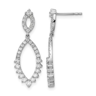 Diamond2Deal 14K White Gold 0.85 ct Lab Grown Diamond Teardrop Dangle Earrings VS Clarity, G-H Color
