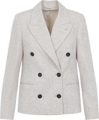 Brunello Cucinelli Beige Double Breasted Virgin Wool Jacket-Donna