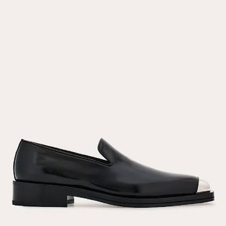 Ferragamo Dimitri Metal Tip Leather Loafers, Size 11