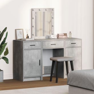 Berkfield Home 3 Piece Dressing Table Set with LED Concrete Grey Engineered Wood