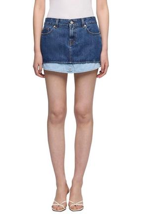 7 For All Mankind Cherry Layer Denim Skirt in Shadow at Nordstrom, Size 26