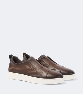 Santoni Victory leather slip-on sneakers