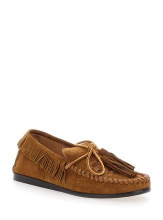 Isabel Marant Womens Loafers Fitza Brown Suede Calf Leather
