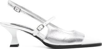 Carel Zilver Witte Cecile Sandal Heels - Dames - Pumps - Grijs - 40 EU - Leer - Schoenen