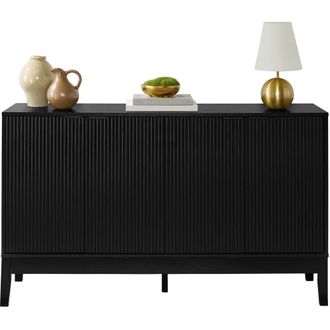 Best Choice Products 4-Door Reeded Storage Cabinet w/ Soft-Close Doors, Multipurpose Accent Furniture