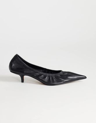 Topshop Arizona - D&eacute;collet&eacute; on tacco a spillo arricciate in vera pelle nera-Nero