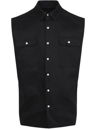 Rick Owens Jumbo Sleeveless overshirt - men - Cotton/Linen/Flax - 46 - Black