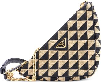 Prada Double Symbole Triangle Bag Leather and Jacquard Mini shoulder bag - Black