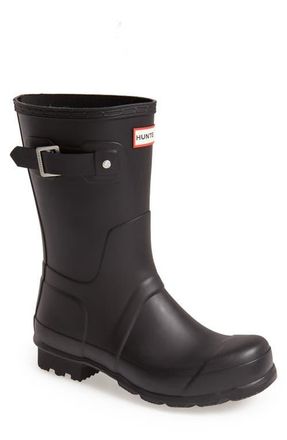 Hunter Original Short Waterproof Rain Boot in Black at Nordstrom, Size 12