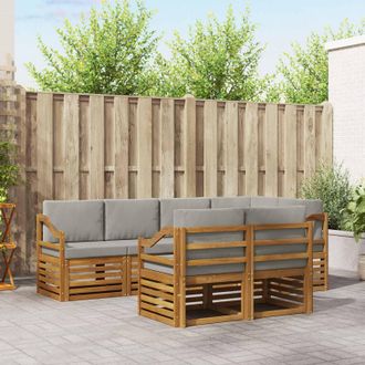 vidaXL Vidaxl Set Di Divani Da Esterno 7 Pz Grigio Naturale E Chiaro