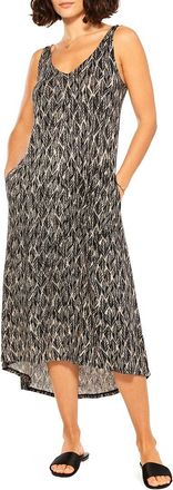 Nic+Zoe Nic+Zoe Sketched Leaves Double V Tank Linen-Blend Dress