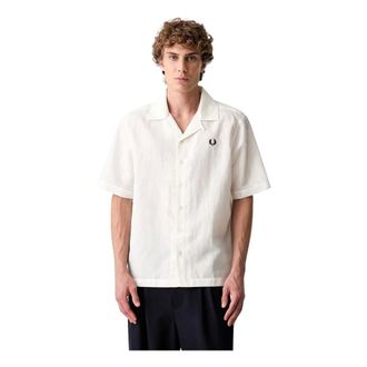 Fred Perry Overhemden, Heren, Beige, XL, Short Sleeve Shirts