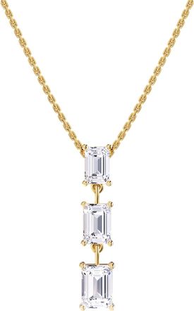 Diamond2Deal 18k Vermeil Plated Silver 2.8 Ct Emerald Cut Lab Grown Diamond Pendant Drop Necklace 18