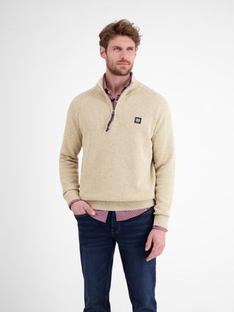 Lerros Strickpullover LERROS LERROS Herren-Stricktroyer, Herren, Gr. XXL, tender beige melange, 100% Baumwolle, ohne Ausschnitt, Pullover Strickpullover