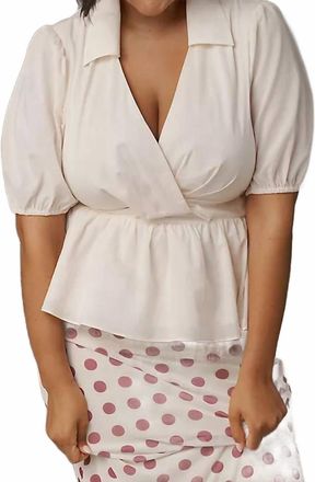 Hutch Fowler Puff-Sleeve Peplum Top In Cream